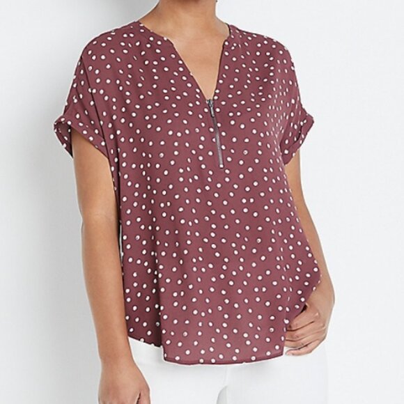Maurice's Geneva Polka Dot Zipper Neck Blouse Size 3x - Picture 2 of 11